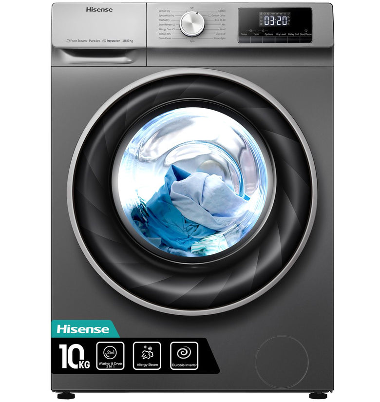 Hisense 10kg Washer / 6kg Dryer Front Load Auto Washing Machine | WDBL/WDQY1014EVJMT