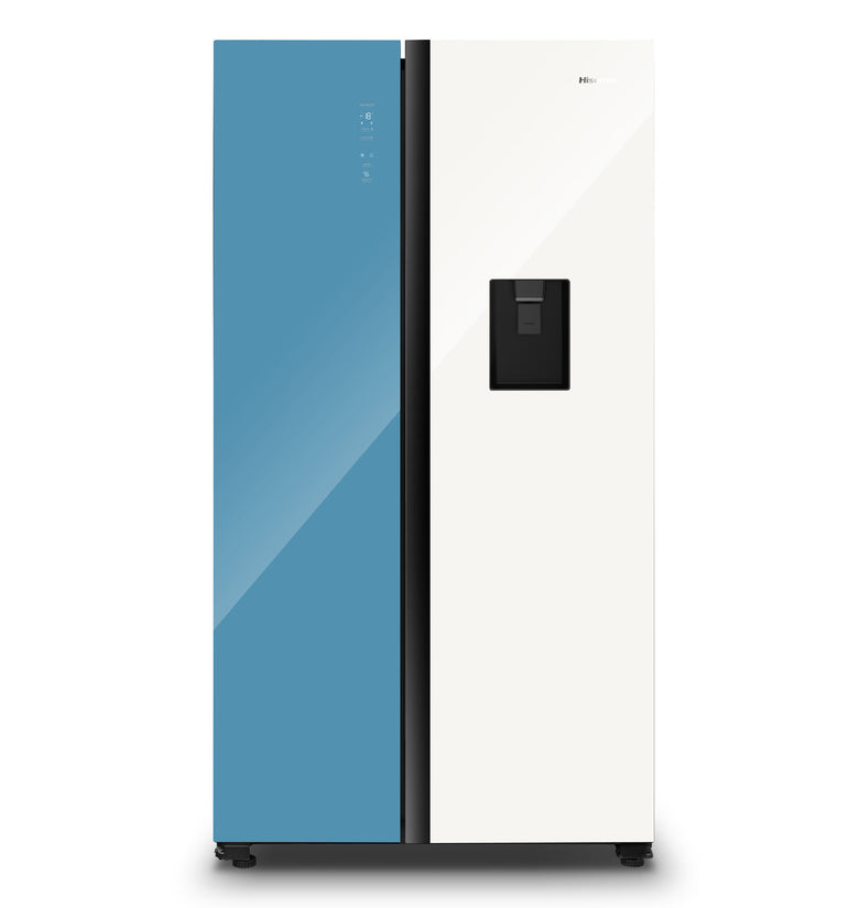 Hisense 508L Blue & White No Frost Side By Side Fridge + Water Dispenser | Delectable Series | H670SDBL-WD