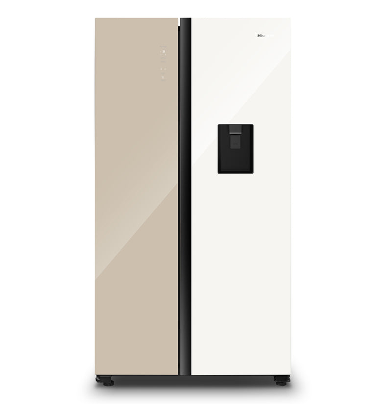 Hisense 508L Khaki & White No Frost Side By Side Fridge + Water Dispenser | Delectable Series | H670SDK-WD