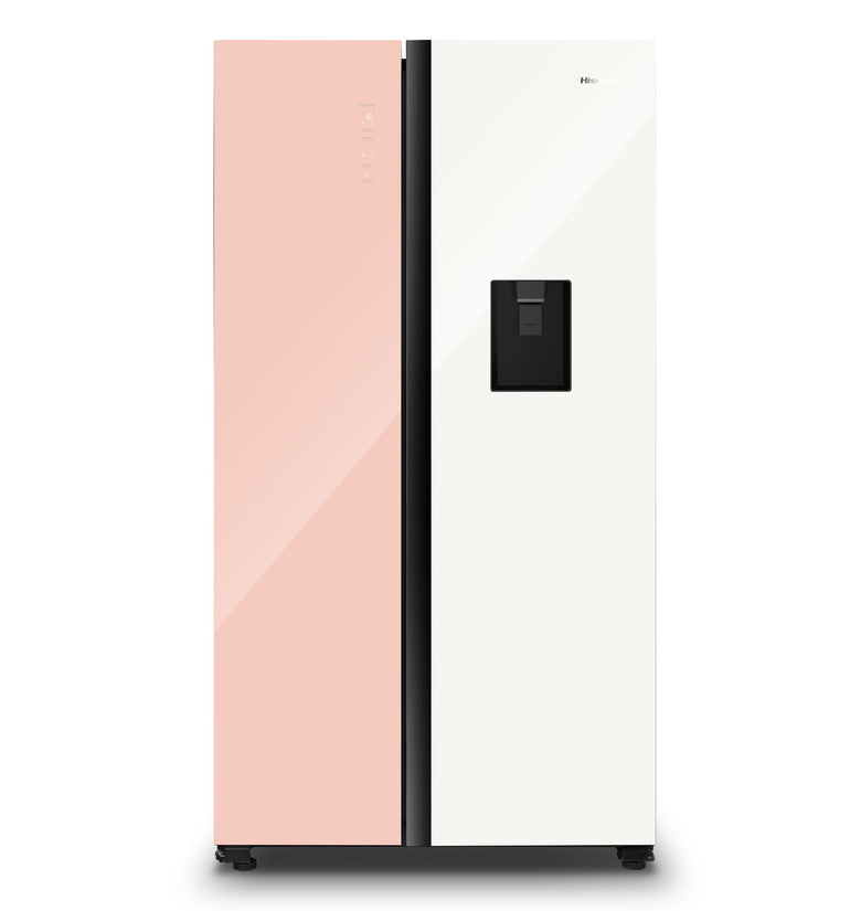 Hisense 508L Pink & White No Frost Side By Side Fridge + Water Dispenser | Delectable Series | H670SDP-WD/RS3N518NAG