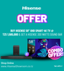 (Combo Offer) Buy Hisense 58" UHD Smart 4K TV | 58A6H/K & Get a Hisense 300W Soundbar