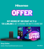 (Combo Offer) Buy Hisense 65" UHD Smart 4K TV | 65A6K & Get a Hisense 510W Soundbar