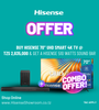 (Combo Offer) Buy Hisense 70" UHD Smart 4K TV | 70A6H/K & Get a Hisense 510W Soundbar