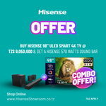 (Combo Offer) Buy Hisense 98" ULED Smart 4K TV | 98U7H/K & Get a Hisense 570W Soundbar