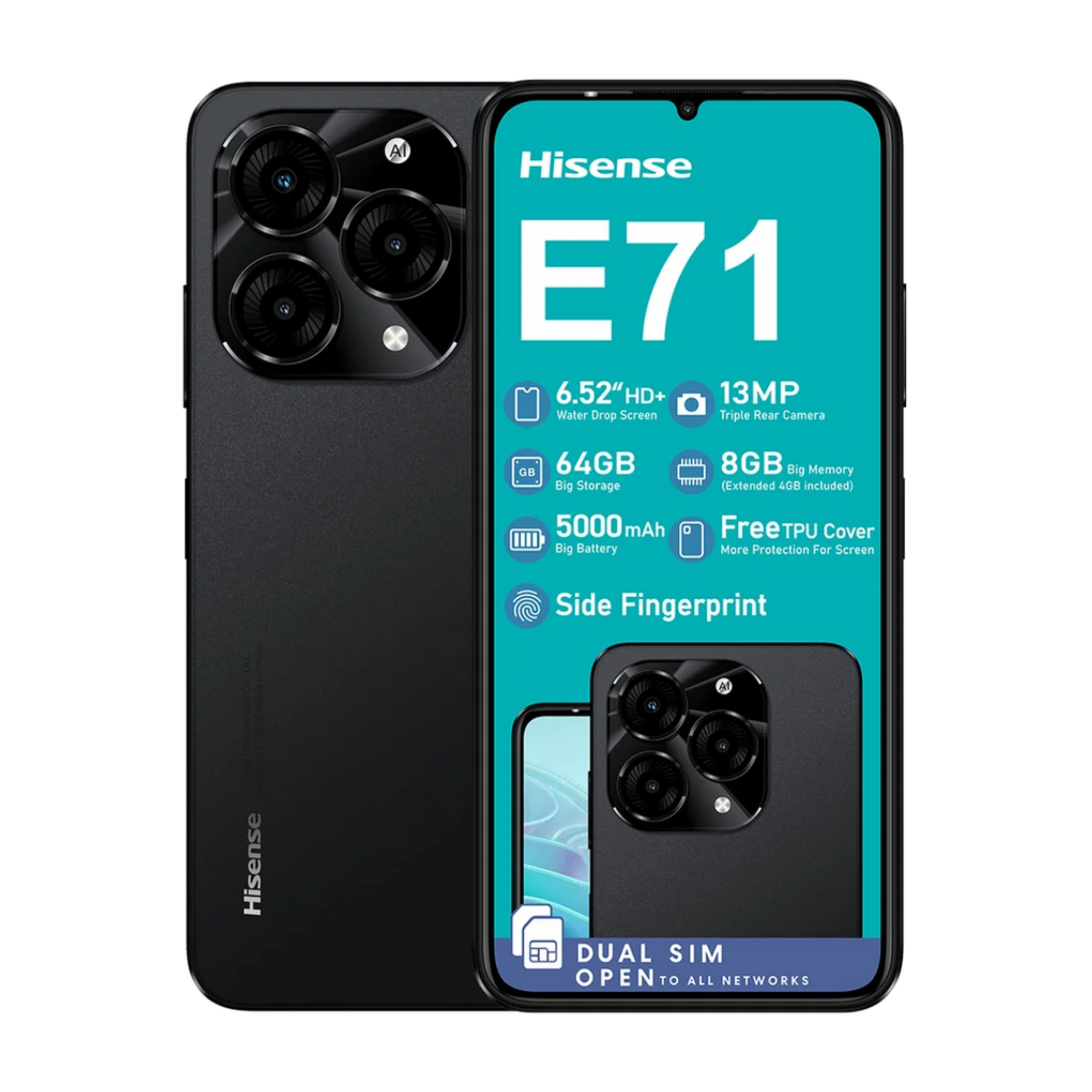 Hisense E71 Smartphone (Black, 64GB)