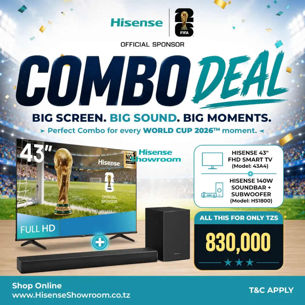 (Combo Deal) Buy Hisense 43″ Full HD Smart TV | 43A4 & Get a Hisense 140W Soundbar + Subwoofer