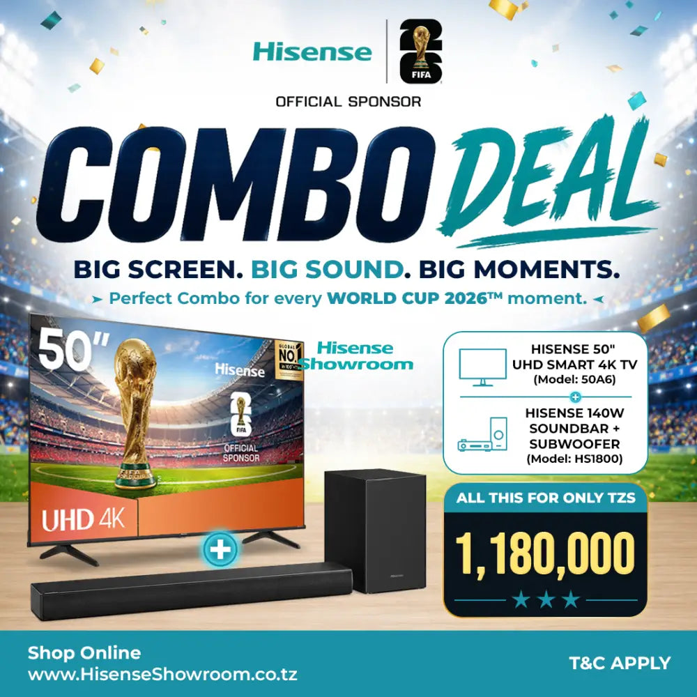 (Combo Deal) Buy Hisense 50″ UHD Smart 4K TV | 50A6 & Get a Hisense 140W Soundbar + Subwoofer