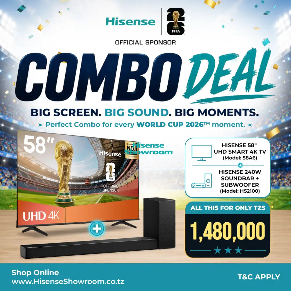 (Combo Deal) Buy Hisense 58’’ UHD Smart 4K TV | 58A6 & Get a Hisense 240W Soundbar + Subwoofer | HS2100