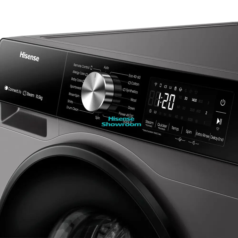Hisense 10.5kg Smart Fully Automatic Wash & Rinse Washing Machine | Titanium Grey | WF3S1043BT