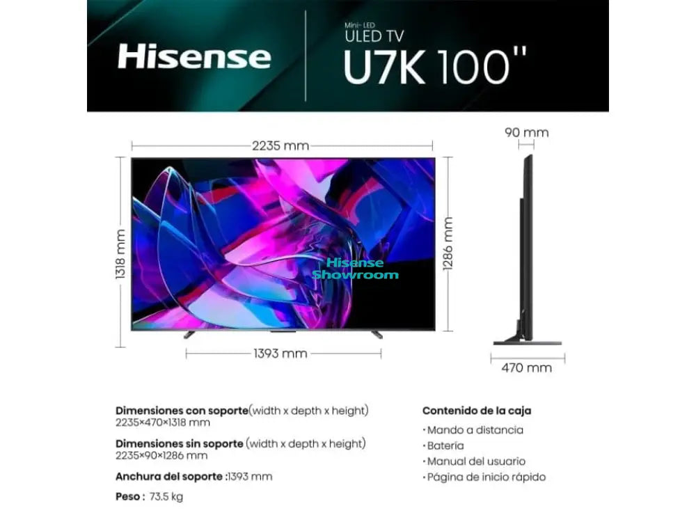 Hisense 100’’ Mini LED ULED Smart 4K TV | 100U7N
