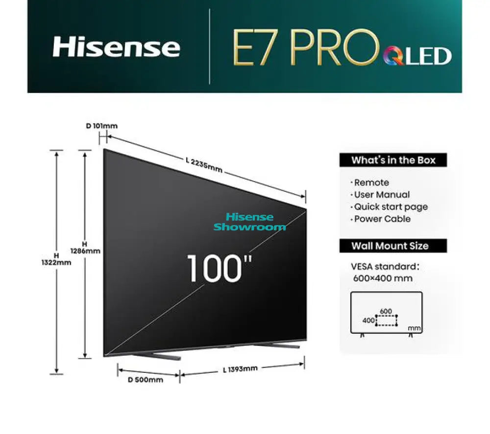 Hisense 100’’ QLED Smart 4K TV | 100E7N PRO