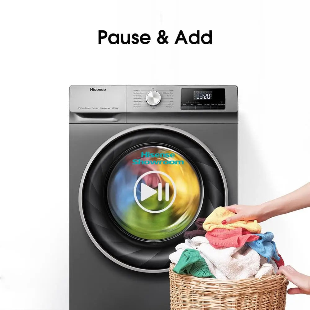 Hisense 10kg Fully Smart Automatic Wash & 6kg Dry Front Load Washing Machine | Titanium Grey | WD3Q1043BT