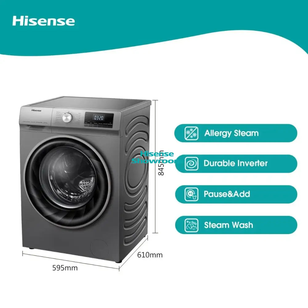 Hisense 10kg Fully Smart Automatic Wash & 6kg Dry Front Load Washing Machine | Titanium Grey | WD3Q1043BT