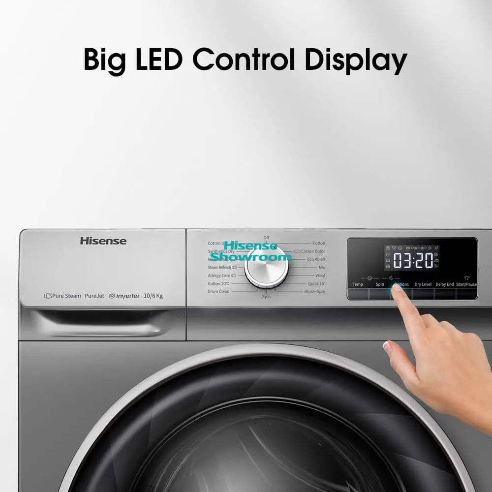 Hisense 10kg Fully Smart Automatic Wash & 6kg Dry Front Load Washing Machine | Titanium Grey | WD3Q1043BT