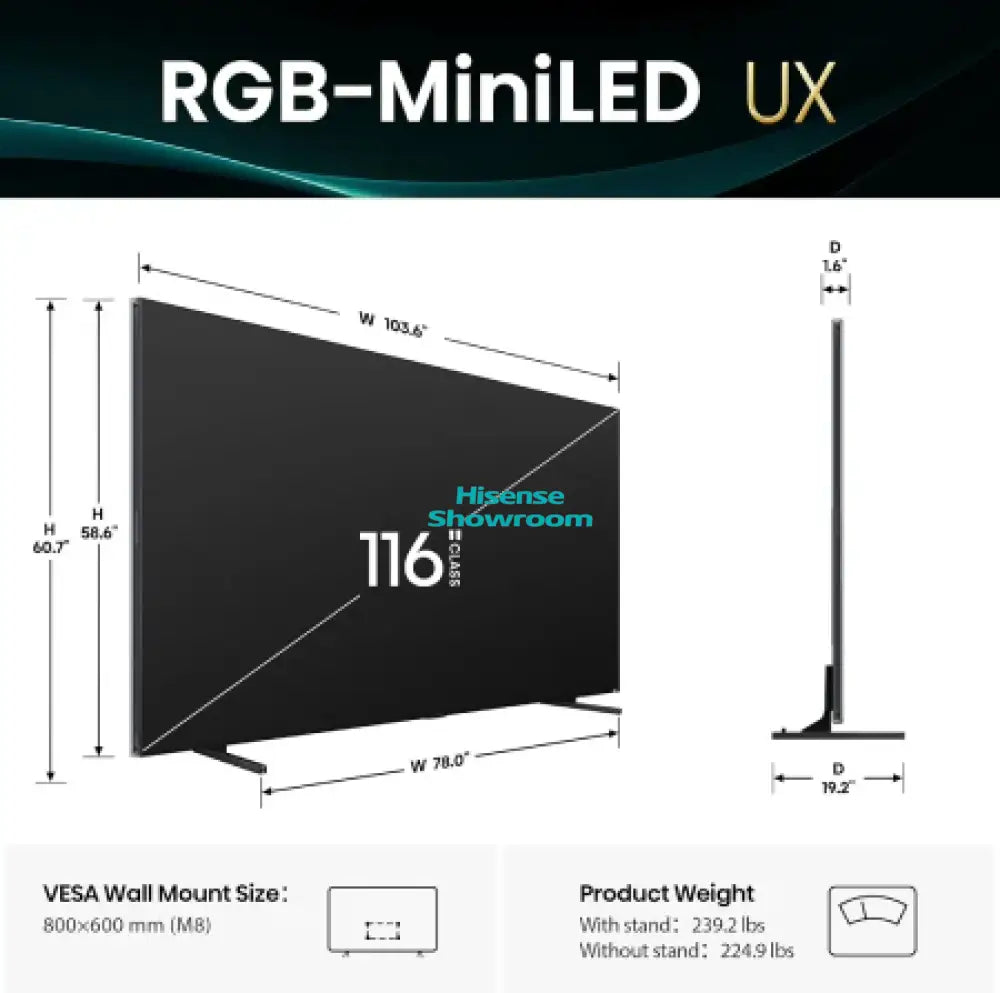 Hisense 116’’ RGB MiniLED ULED Smart 4K | 116UX