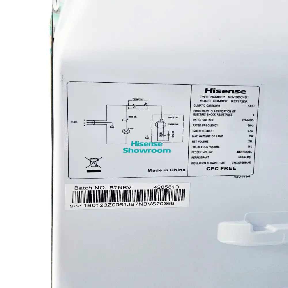 Hisense 120L Double Door Fridge | Frost | Titanium Silver | RD16