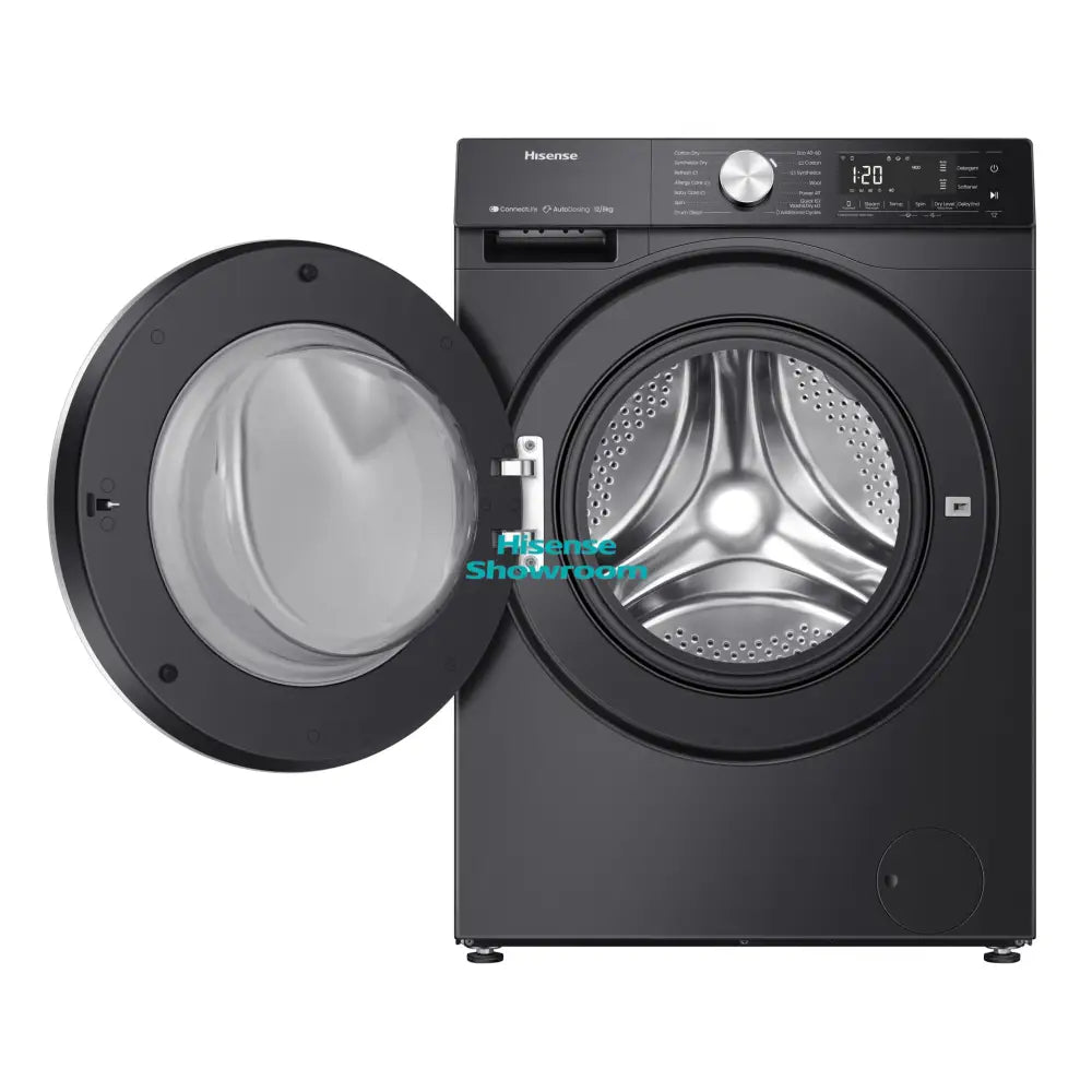 Hisense 12Kg Wash & 8kg Dryer Front Load Fully Automatic Washing Machine | Smart | Premium Black | WD5S1245BB