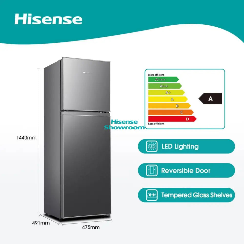 Hisense 154L Double Door Fridge | Frost | Titanium Silver | H225TTS/RD20