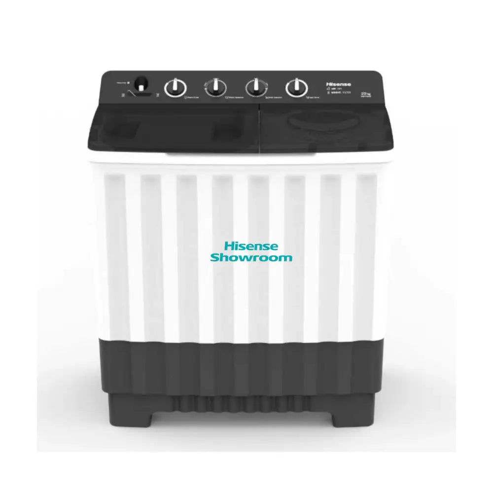 Hisense 20kg Semi Automatic (Manual) Top Load Washing Machine | Twin Tub | White/Black | WSTF203