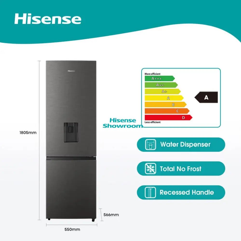 Hisense 221L Frost Double Door Fridge + Water Dispenser | INOX | H310BIT WD