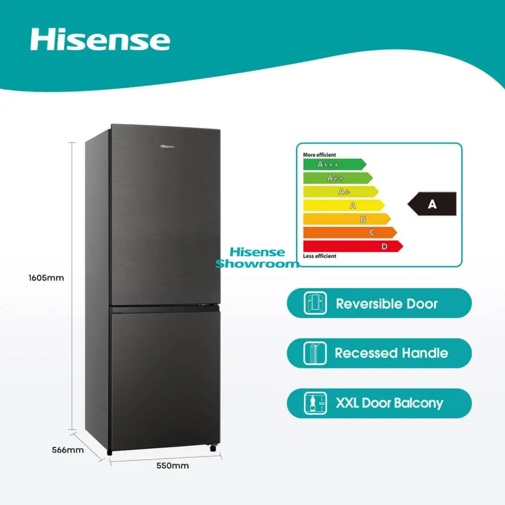 Hisense 221L Double Door Fridge | Frost | Black | RB1N226SEBN