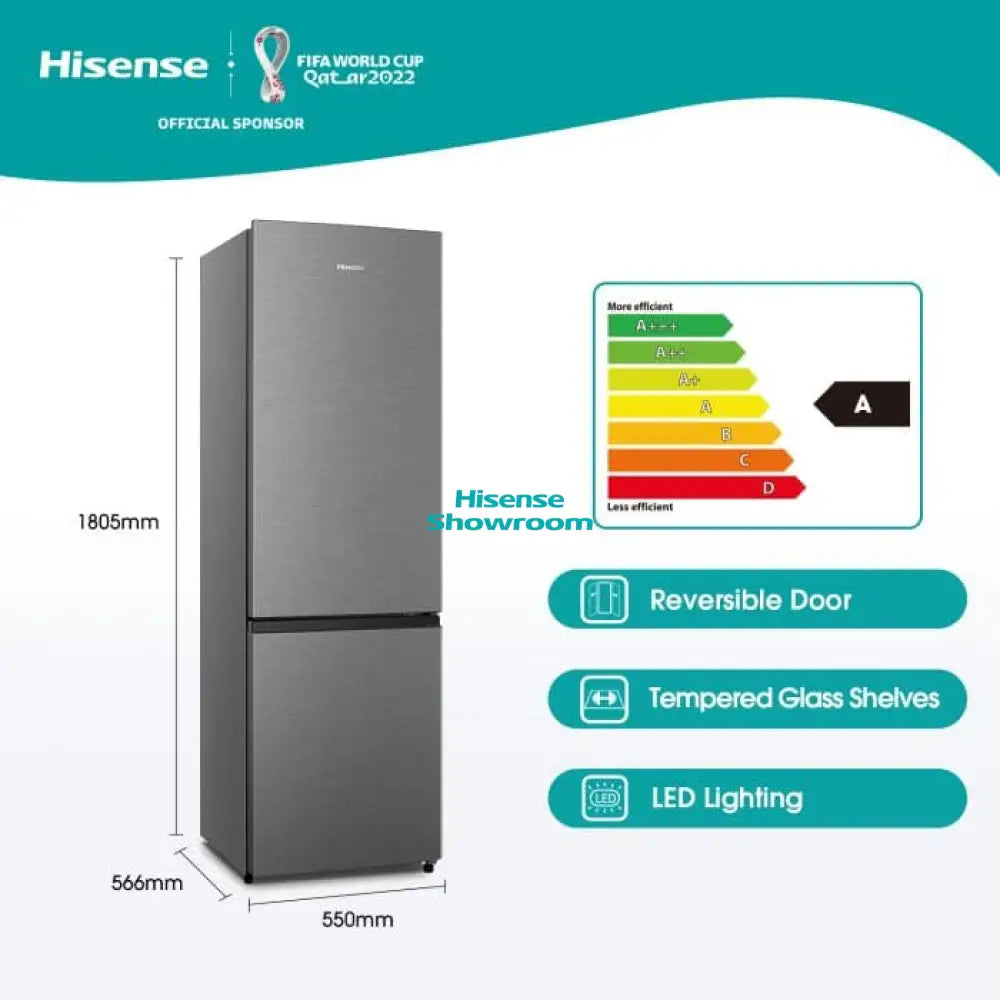 Hisense 263L Double Door Fridge | Frost | Titanium Silver | H350BTS