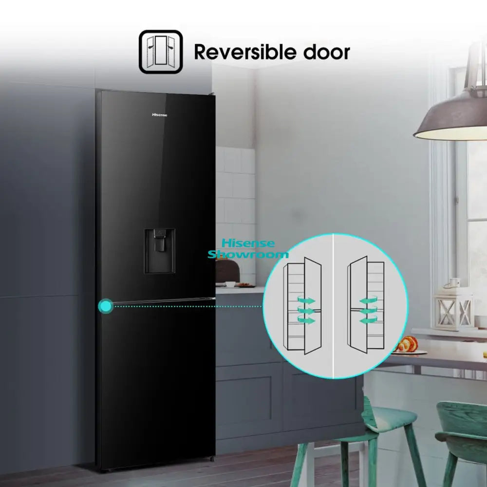 Hisense 305L Double Door Fridge | Black Mirror | Water Dispenser | H415BMI WD