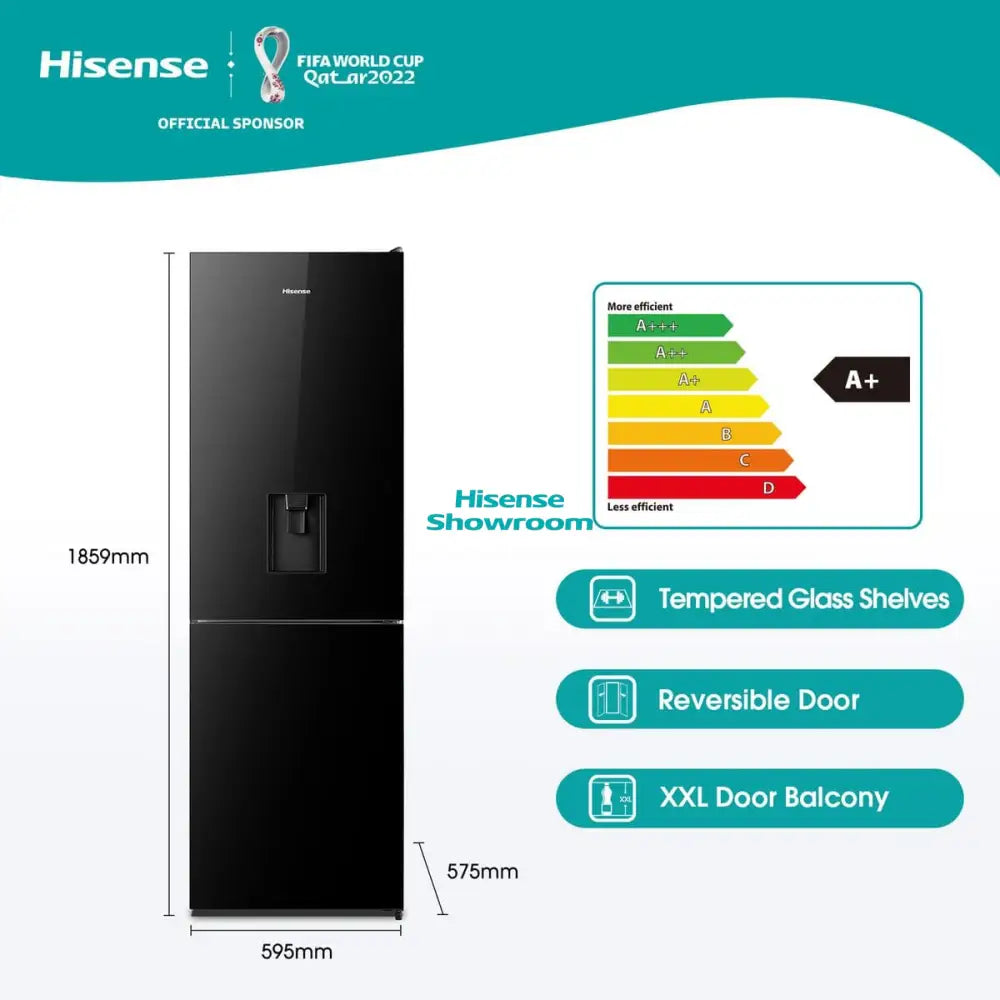 Hisense 305L Double Door Fridge | Black Mirror | Water Dispenser | H415BMI WD