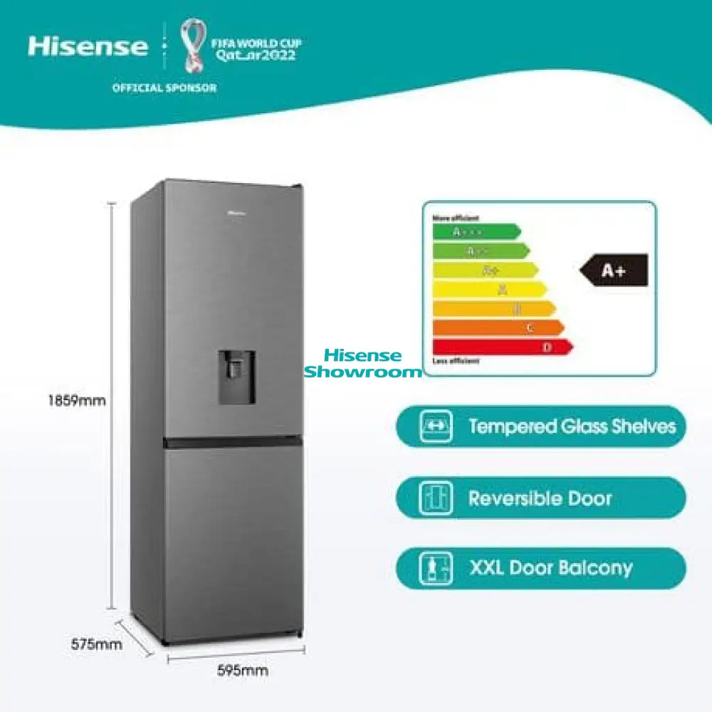 Hisense 350L Double Door Fridge + Water Dispenser | Frost | Titanium INOX | H450BIT WD