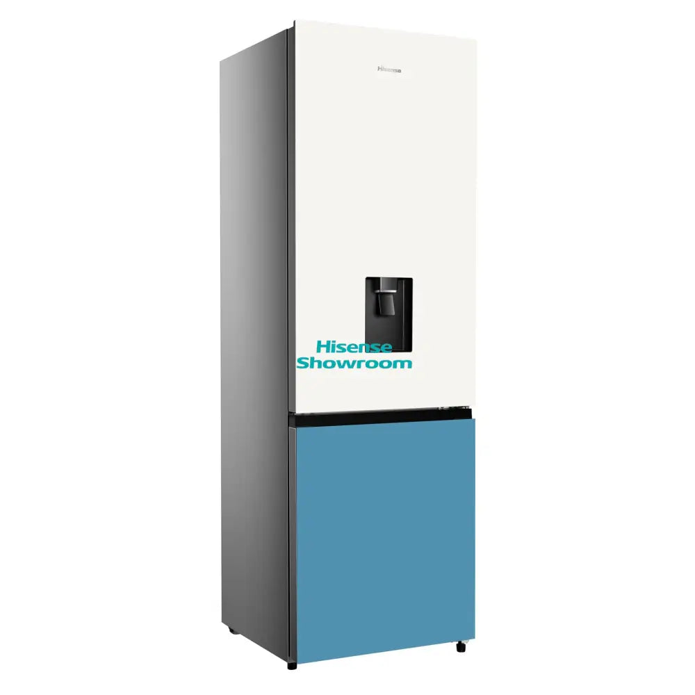 Hisense 350L Glass Double Door Fridge + Water Dispenser | Frost | White & Blue | H450BDBL WD