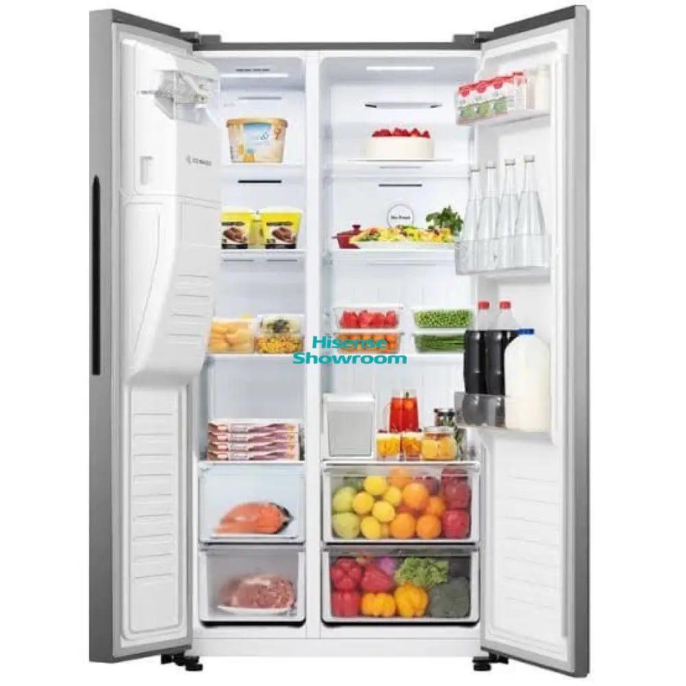 Hisense 474L Side By Side Fridge | Non Frost | Brushed Stainless Steel | H690SS IDL