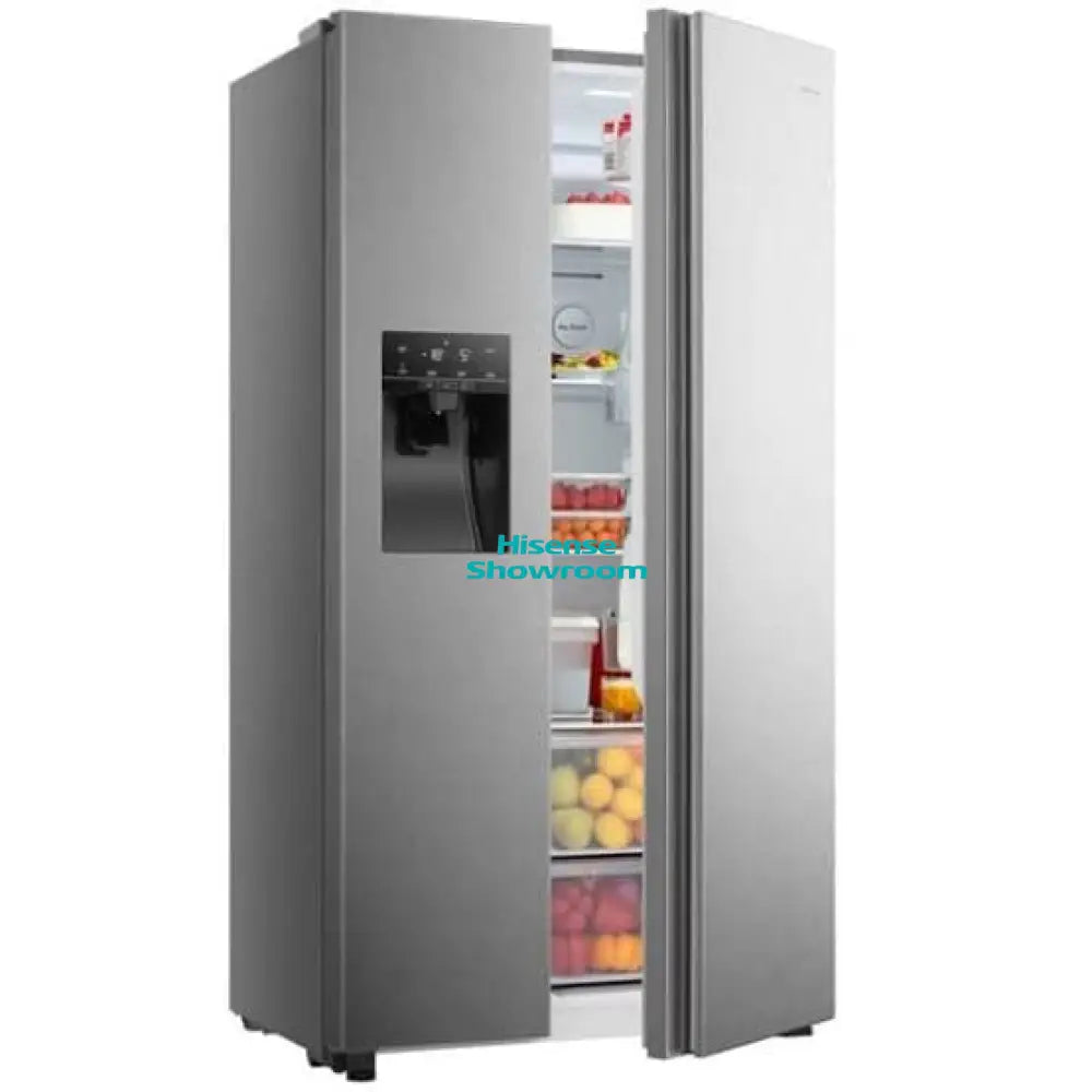 Hisense 474L Side By Side Fridge | Non Frost | Brushed Stainless Steel | H690SS IDL