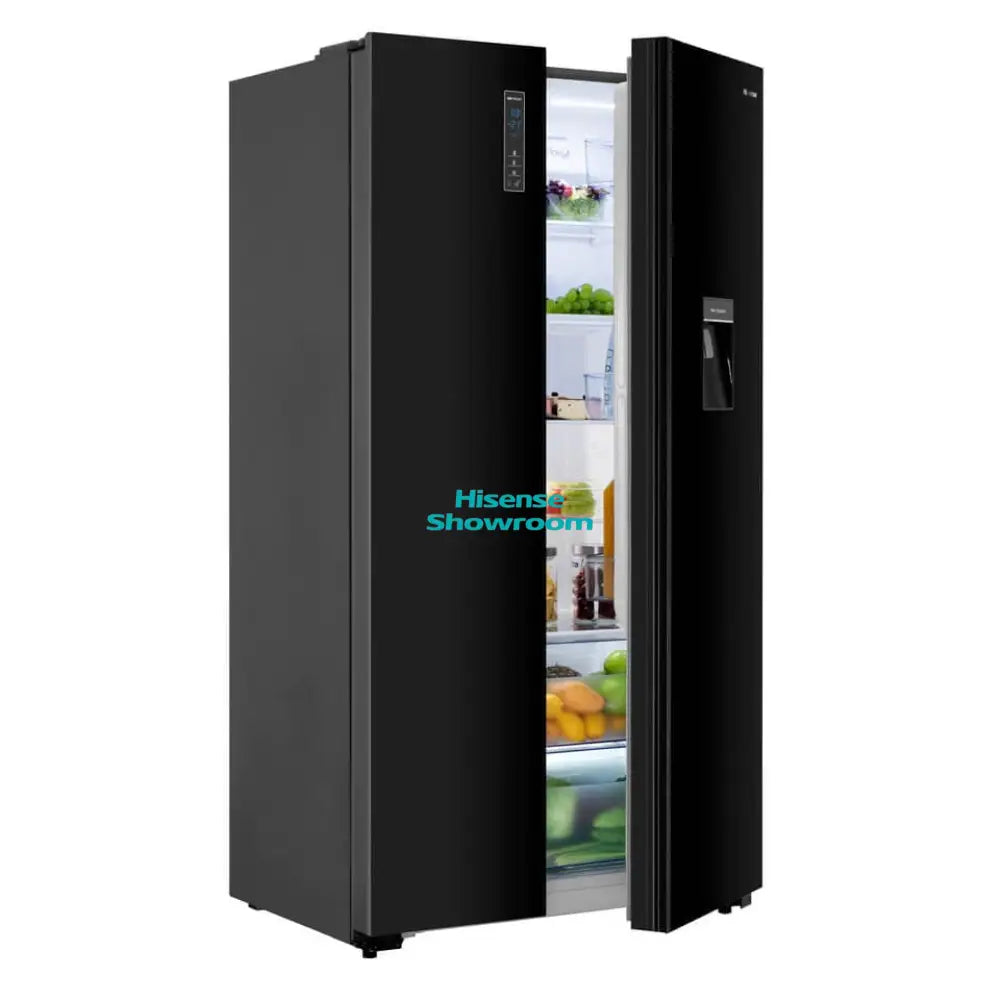 Hisense 504L Side by Side Fridge + Water Dispenser | No Frost | Black Mirror | H670SMIB WD/RS518N4WBF