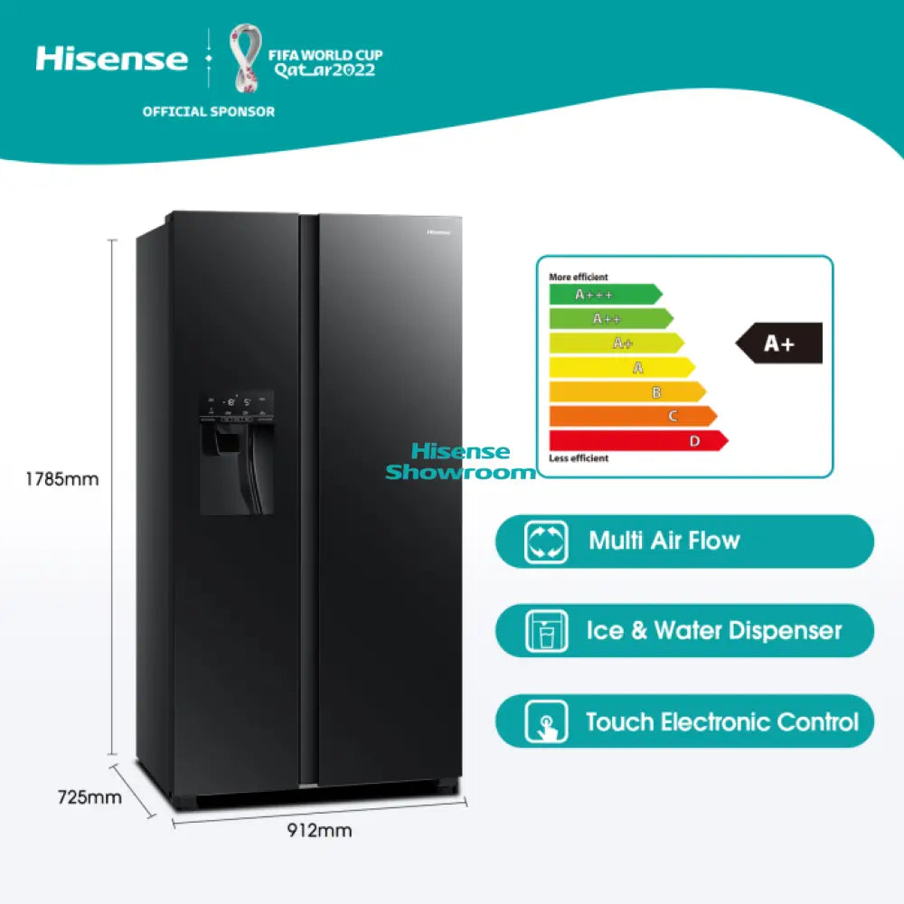 Hisense 535L Side by Side Fridge | No Frost | Black Mirror | H700SMI IDL