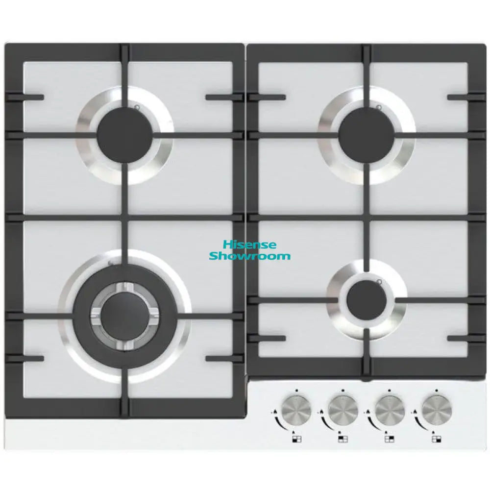 Hisense 60x60 Built In Gas Hob With Stainless Steel Cast Iron Pan Support - 4 Gas Knob Burners | HHU60GAGR