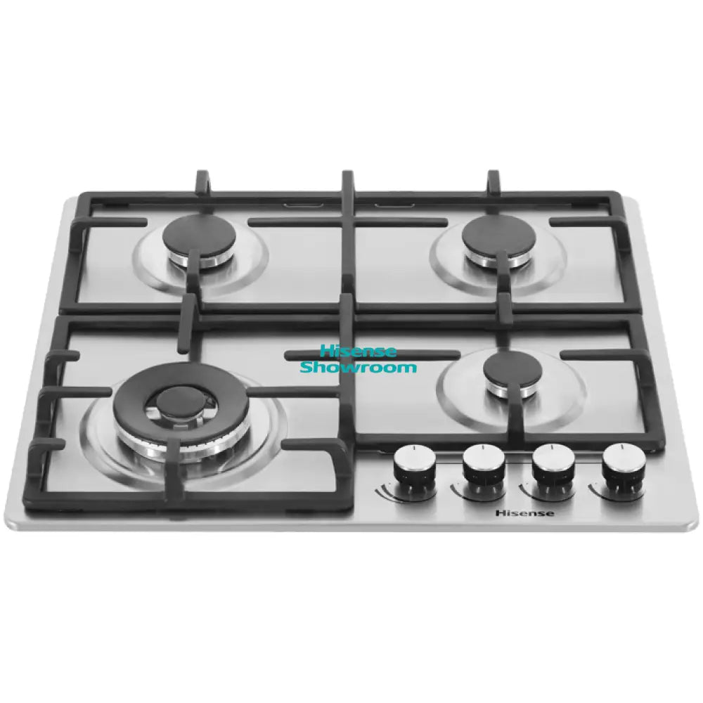 Hisense 60x60 Built In Gas Hob With Stainless Steel Cast Iron Pan Support - 4 Gas Knob Burners | HHU60GAGR