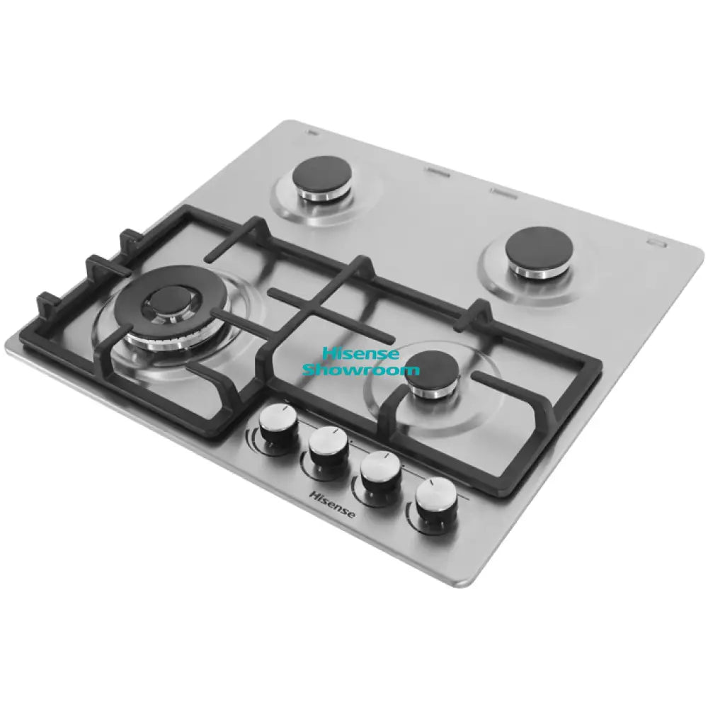 Hisense 60x60 Built In Gas Hob With Stainless Steel Cast Iron Pan Support - 4 Gas Knob Burners | HHU60GAGR