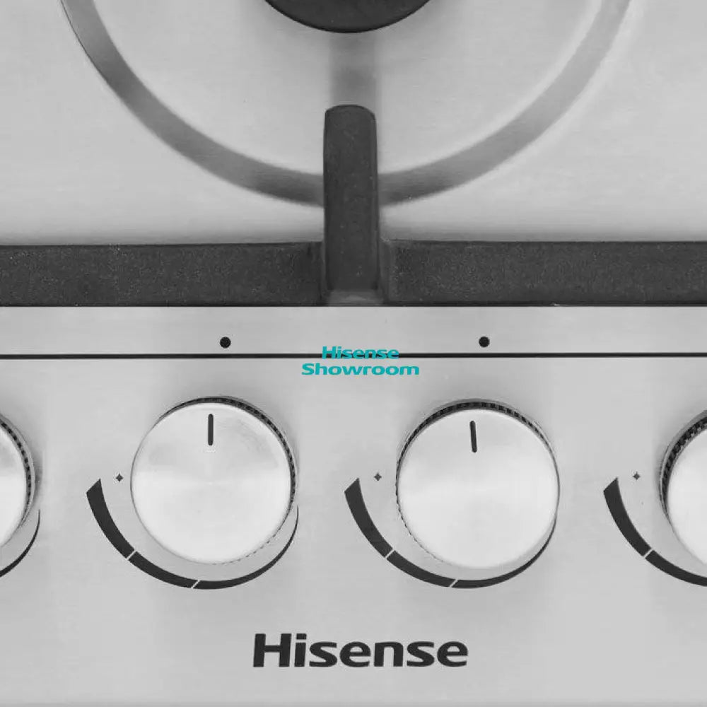 Hisense 60x60 Built In Gas Hob With Stainless Steel Cast Iron Pan Support - 4 Gas Knob Burners | HHU60GAGR