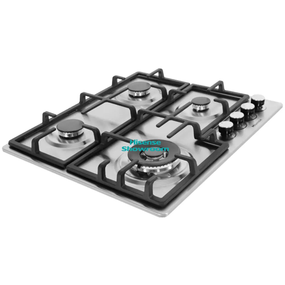 Hisense 60x60 Built In Gas Hob With Stainless Steel Cast Iron Pan Support - 4 Gas Knob Burners | HHU60GAGR