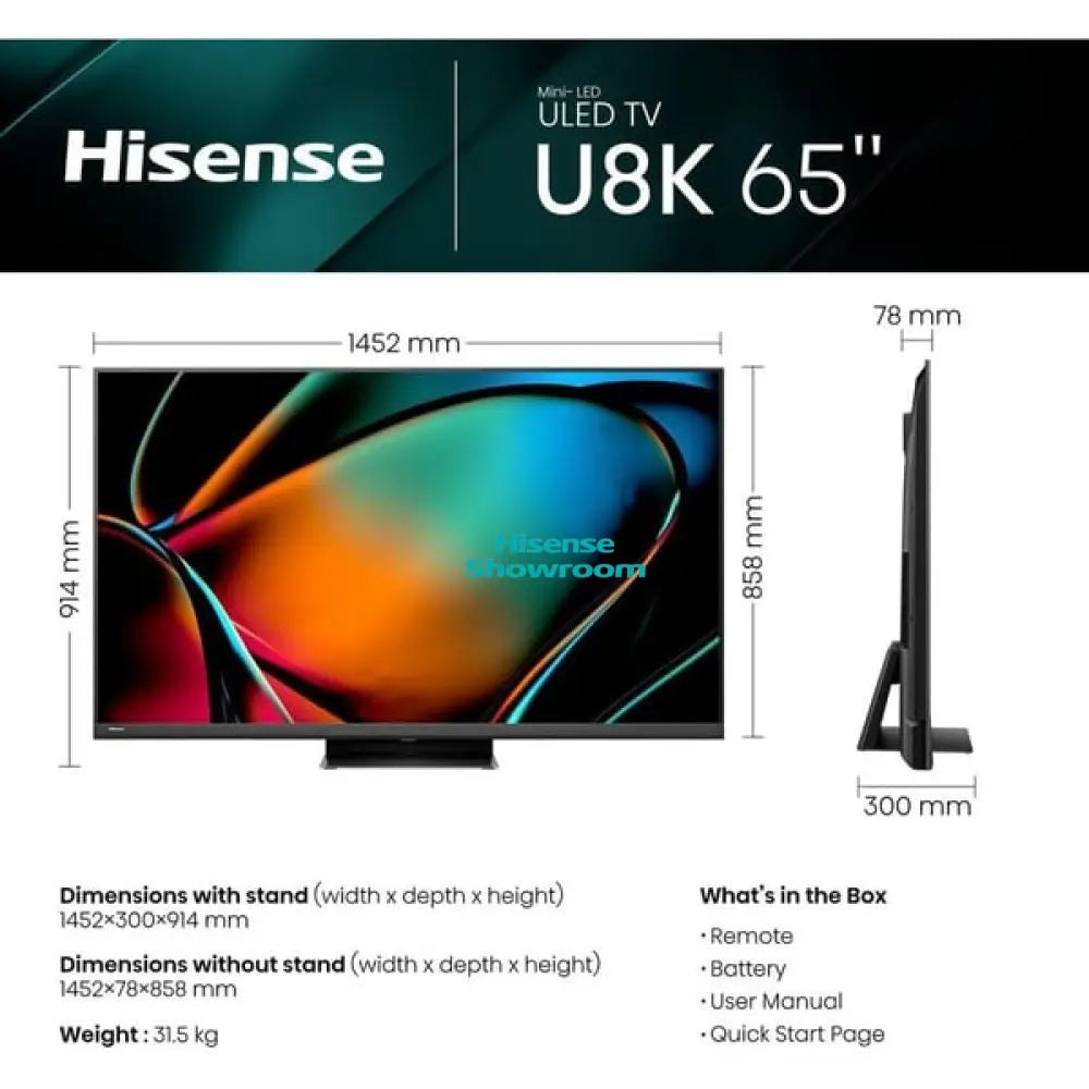 Hisense 65″ Mini LED Pro ULED Smart 4K TV | 65U8K