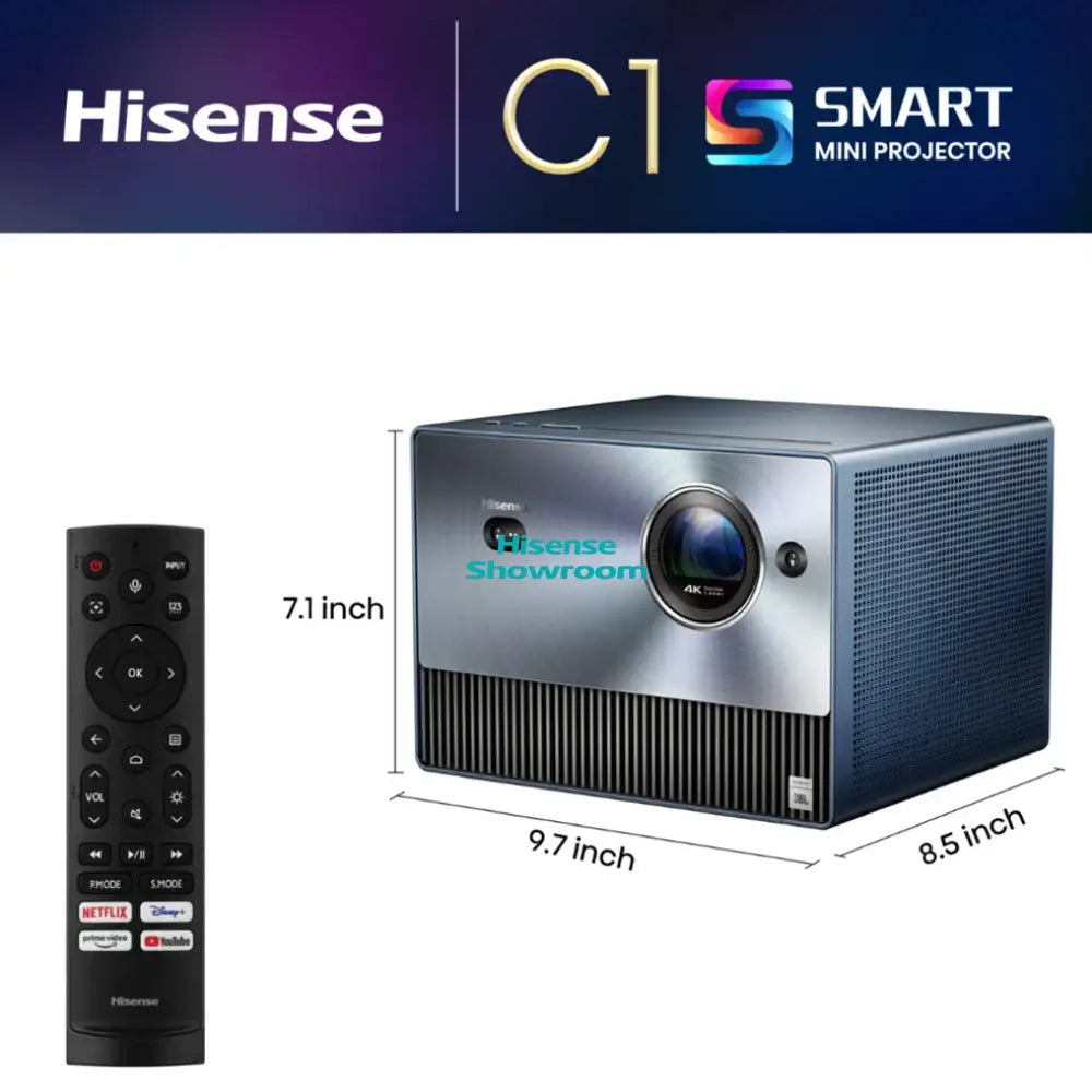 Hisense 65’’ upto 300’’ Smart 4K Mini Laser Projector | C1