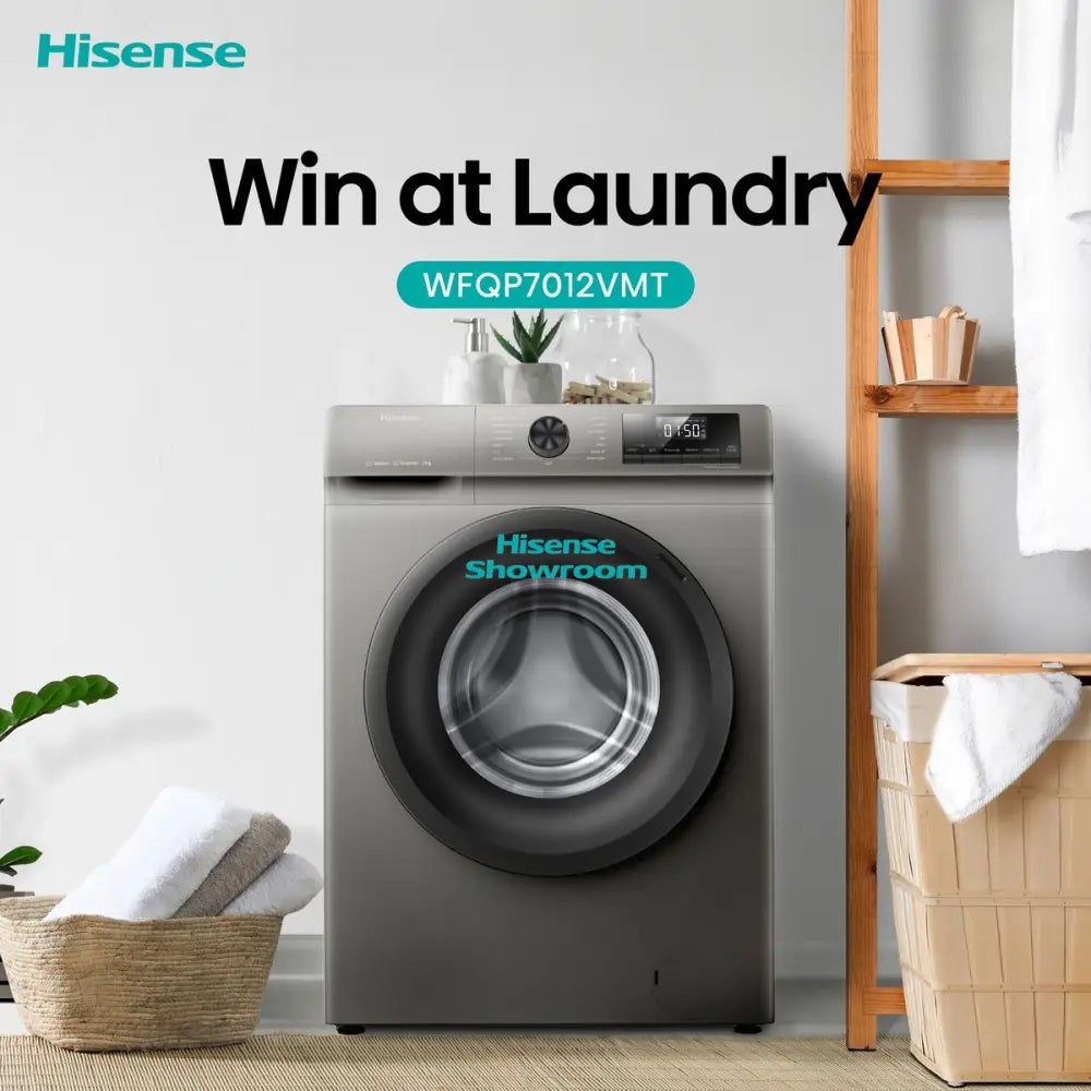 Hisense 7kg Fully Automatic Front Load Washing Machine | Wash Rinse & Spin | Titanium Grey | WFQP7012VMT