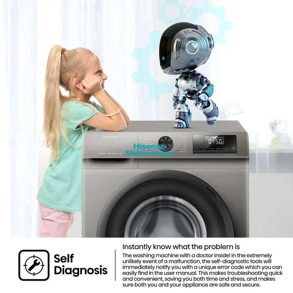Hisense 7kg Fully Automatic Front Load Washing Machine | Wash Rinse & Spin | Titanium Grey | WFQP7012VMT