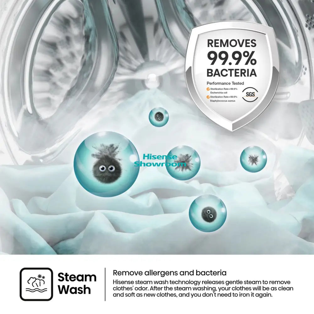 Hisense 7kg Fully Automatic Front Load Washing Machine | Wash Rinse & Spin | Titanium Grey | WFQP7012VMT