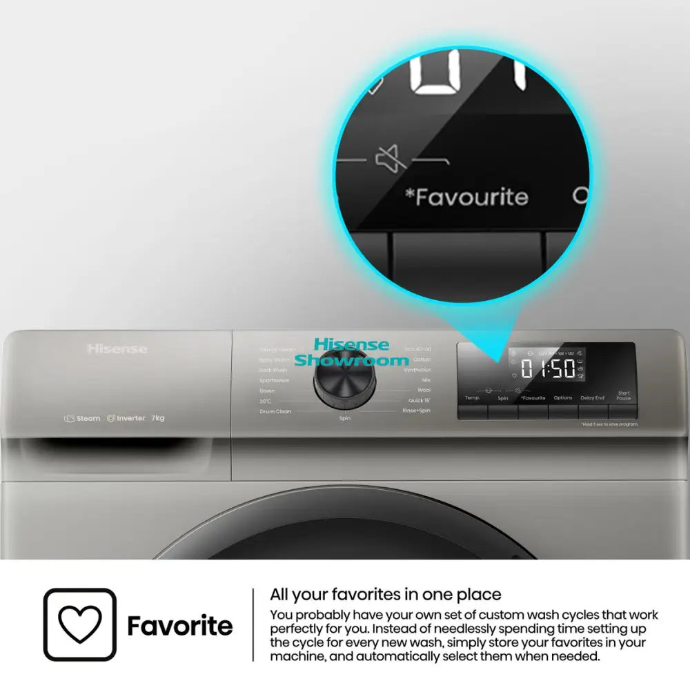 Hisense 7kg Fully Automatic Front Load Washing Machine | Wash Rinse & Spin | Titanium Grey | WFQP7012VMT