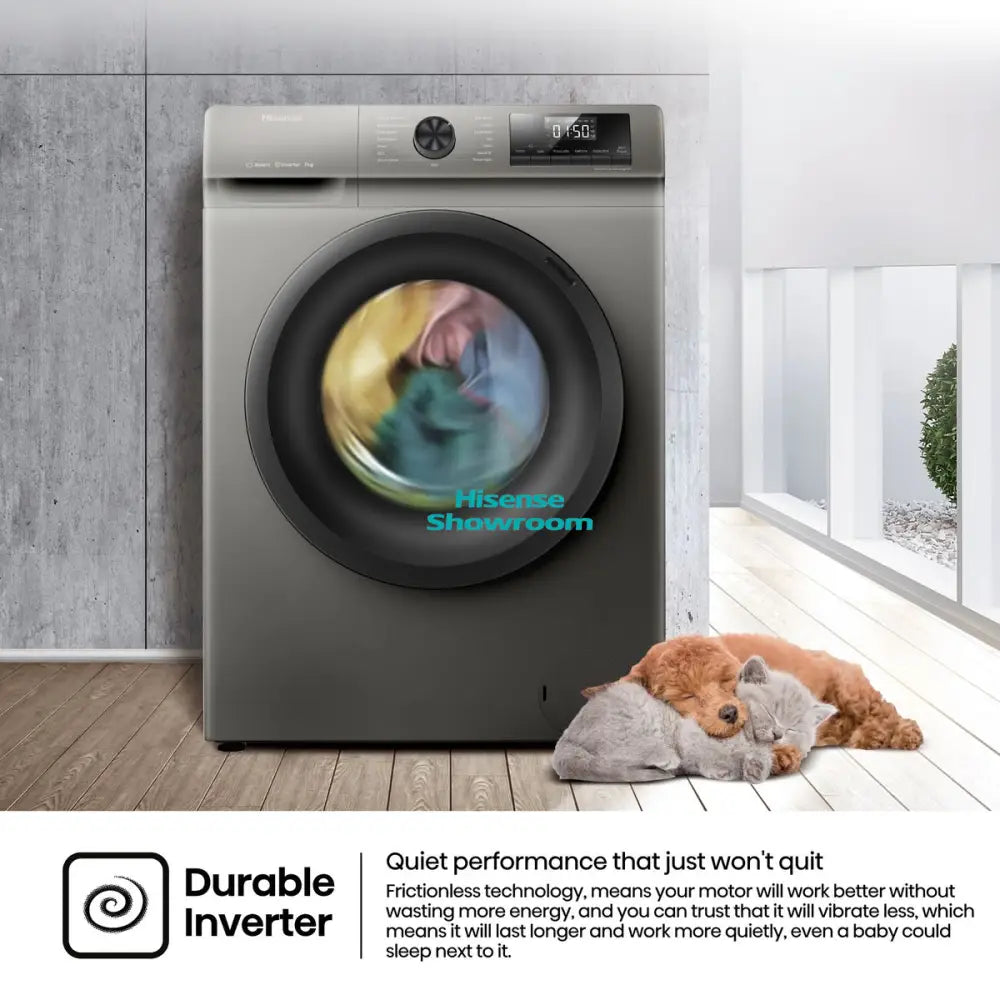 Hisense 7kg Fully Automatic Front Load Washing Machine | Wash Rinse & Spin | Titanium Grey | WFQP7012VMT