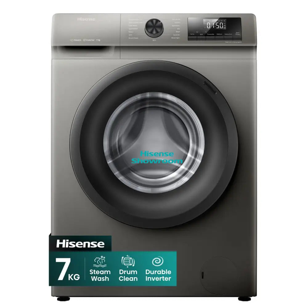 Hisense 7kg Fully Automatic Front Load Washing Machine | Wash Rinse & Spin | Titanium Grey | WFQP7012VMT