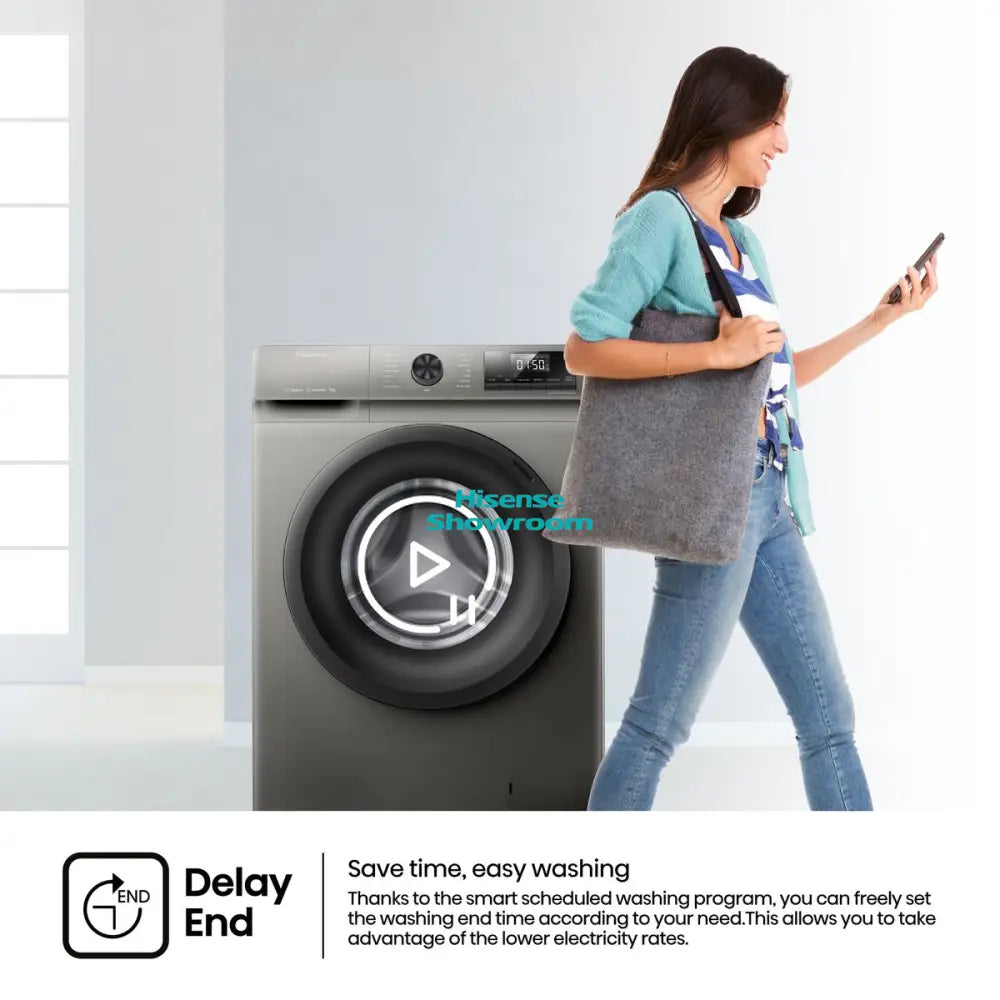 Hisense 8kg Front Load Auto Washing Machine | Wash Rinse & Spin | Titanium Grey | WFQP8012VMT