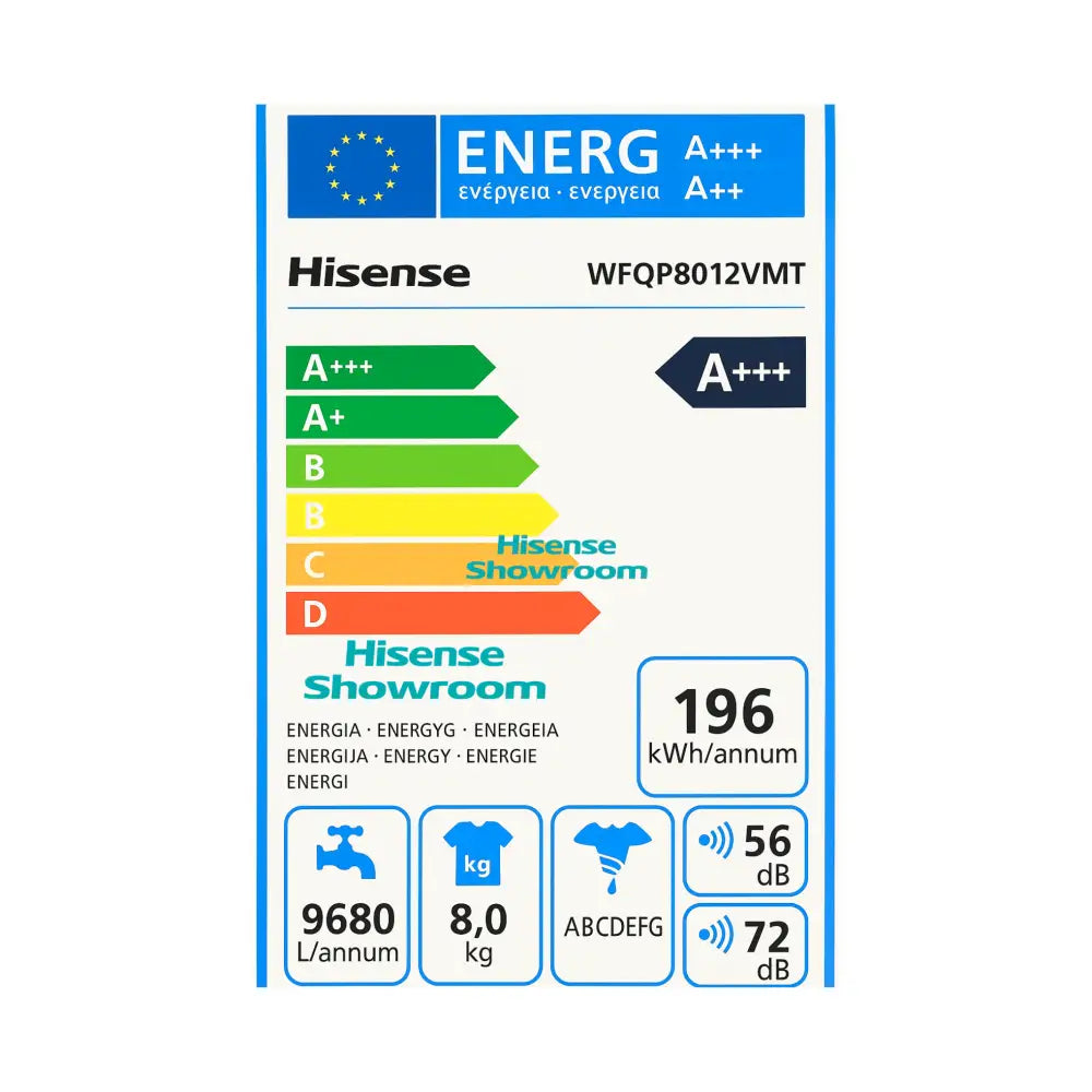 Hisense 8kg Front Load Auto Washing Machine | Wash Rinse & Spin | Titanium Grey | WFQP8012VMT