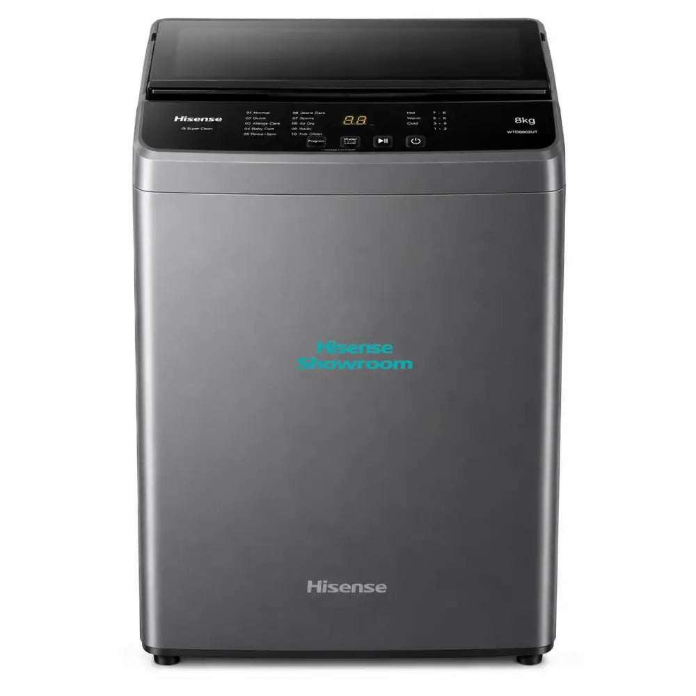 Hisense 8kg Fully Automatic Top Load Washing Machine | Wash & Rinse | Titanium Silver | WT1D8021UT